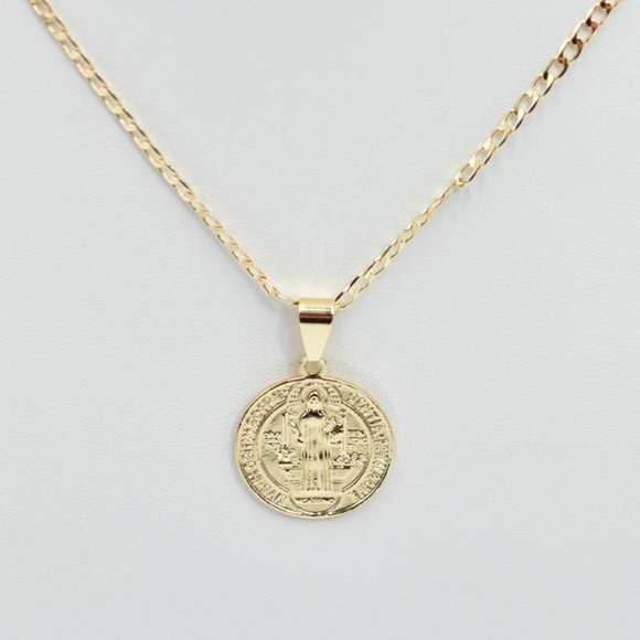 14k Gold Filled Saint Benedict Medallion Pendant - Picture 5 of 5